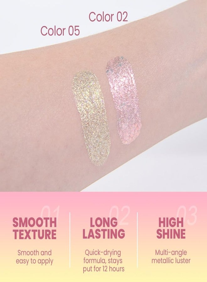 سويكي أقلام ظلال العيون السائلة اللامعة من سواكي - ظلال عيون كريستالية فضية وذهبية، كحل، جفن، مكياج لامع، مقاومة للماء وسريعة الجفاف، ظلال عيون - Image 5